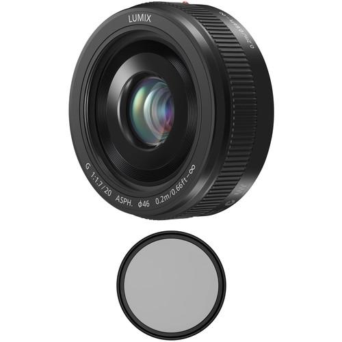 Panasonic Lumix G 20mm f 1.7 II ASPH. Lens with Circular Polarizer Filter Kit