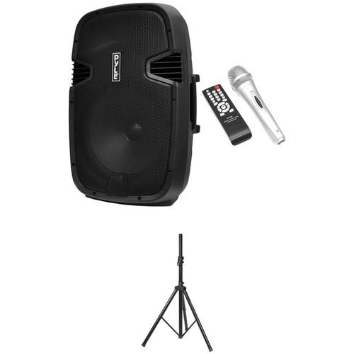 Pyle Pro 12" Rechargeable Bluetooth PA Speaker System with Stand and Microphone Kit