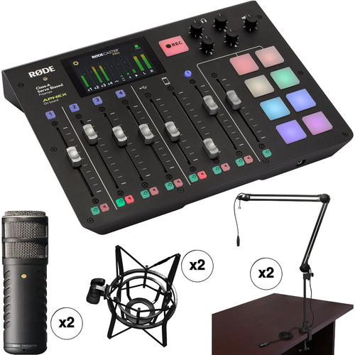 Rode RODECaster Pro 2-Person Podcast Studio with Procaster Mics and Broadcast Arms Kit