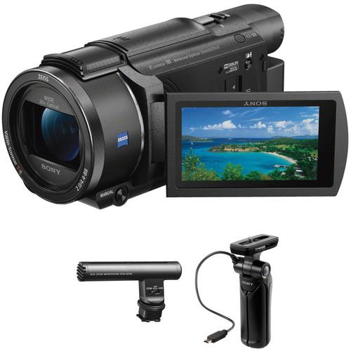 Sony 4K Vlogging Kit with Sony FDR-AX53 Camera, Zoom Mic & Shooting Grip with Mini Tripod
