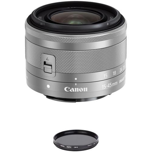 Canon EF-M 15-45mm f 3.5-6.3 IS STM Lens with Circular Polarizer Filter Kit