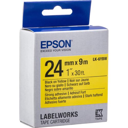 Epson LabelWorks Strong Adhesive LK Tape Black on Yellow Cartridge