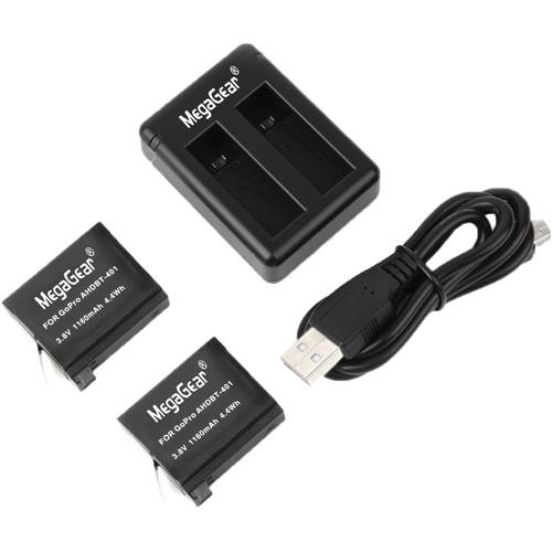 MegaGear MG417 Dual Charger and Two Battery Kit for GoPro HERO4
