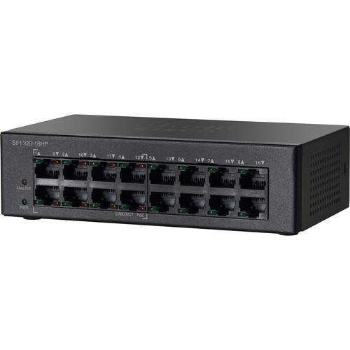 Cisco SF110D-16HP 110 Series 16-Port Unmanaged PoE Network Switch