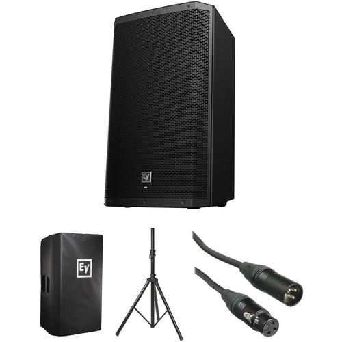 Electro-Voice ZLX-15P-US Powered Speaker Kit with Padded Cover, Stand, and Cable