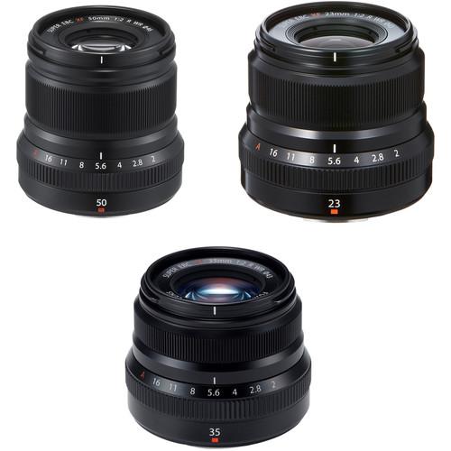 FUJIFILM XF 50mm, 35mm, and 23mm f 2 WR Lenses Kit