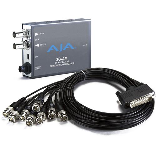 AJA 3G-AM 8-Channel AES Embedder Disembedder with BNC Breakout Cable