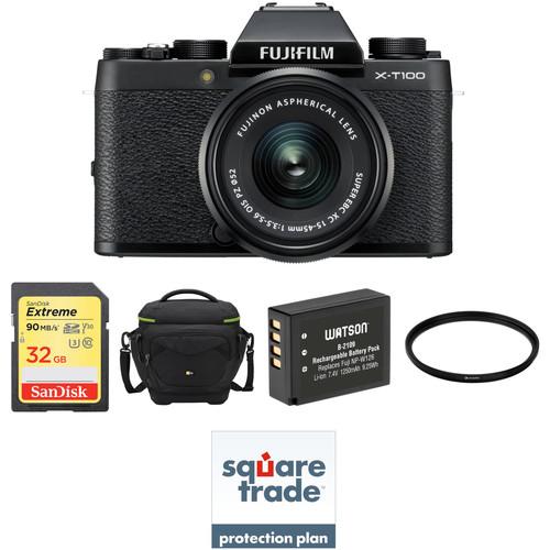 FUJIFILM X-T100 Mirrorless Digital Camera with 15-45mm Lens and Deluxe Accessory Kit