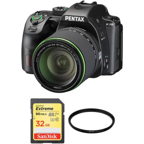 Pentax K-70 DSLR Camera with 18-135mm Lens and Accessories Kit