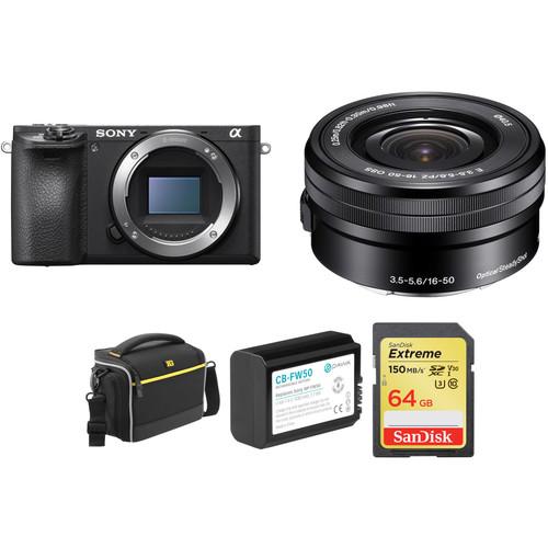 Sony Alpha a6500 Mirrorless Digital Camera with 16-50mm Lens and Free Accessory Kit