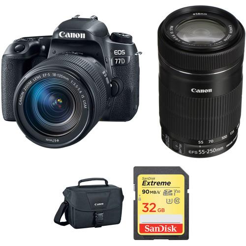 Canon EOS 77D DSLR Camera with 18-135mm USM and 55-250mm Lenses