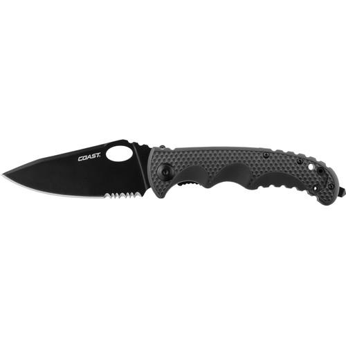 COAST TX395 Double-Lock Partially Serrated Titanium Nitride Coated Folding Knife