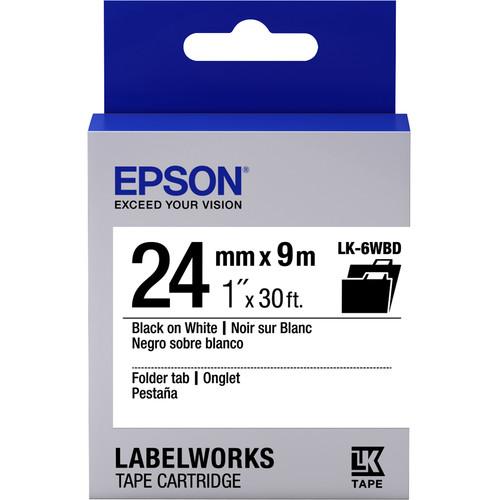 Epson LabelWorks Folder Tab LK Tape Black on White Cartridge, Epson, LabelWorks, Folder, Tab, LK, Tape, Black, on, White, Cartridge