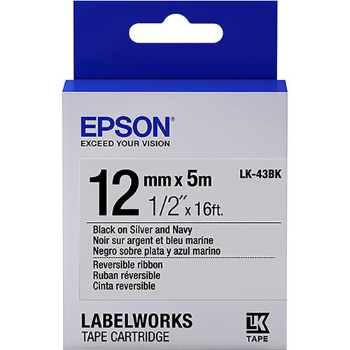 Epson LabelWorks Reversible Ribbon LK Tape Black on Silver & Navy Cartridge, Epson, LabelWorks, Reversible, Ribbon, LK, Tape, Black, on, Silver, &, Navy, Cartridge