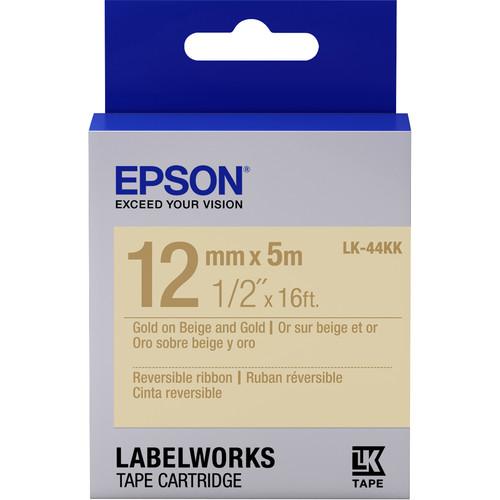 Epson LabelWorks Reversible Ribbon LK Tape Gold on Beige & Gold Cartridge, Epson, LabelWorks, Reversible, Ribbon, LK, Tape, Gold, on, Beige, &, Gold, Cartridge
