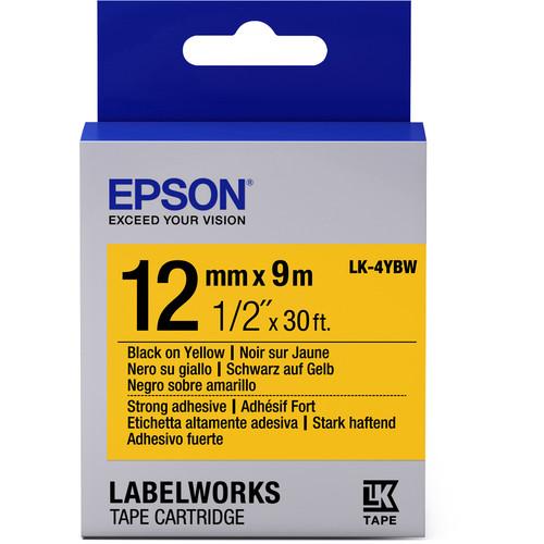 Epson LabelWorks Strong Adhesive LK Tape Black on Yellow Cartridge