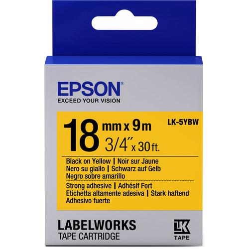 Epson LabelWorks Strong Adhesive LK Tape Black on Yellow Cartridge