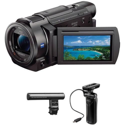 Sony 4K Vlogging Kit with Sony FDR-AX33 Camera, Zoom Mic & Shooting Grip with Mini Tripod