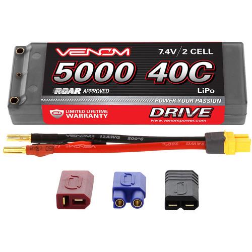 Venom Group Venom 40C 2S 5000mAh 7.4V Hard Case Lipo Battery Roar Approved With Uni Plug