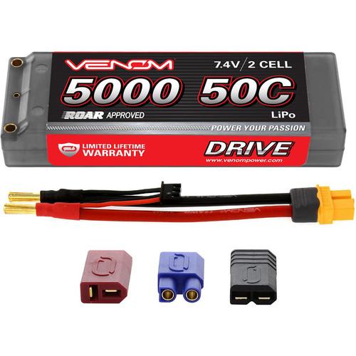 Venom Group Venom 50C 2S 5000mAh 7.4V Hard Case Lipo Battery Roar Approved With Uni Plug