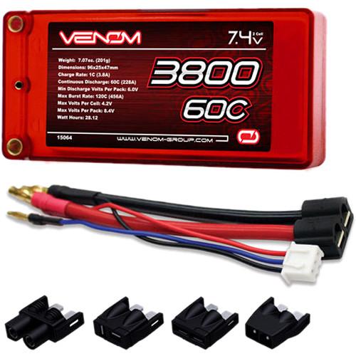 Venom Group Venom 60C 2S 3800mAh 7.4V Shorty Hardcase Lipo Battery Roar With Uni Plug