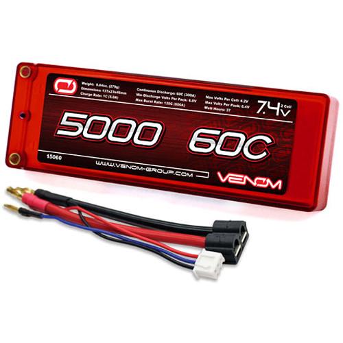 Venom Group Venom 60C 2S 5000mAh 7.4V Hard Case Lipo Battery Roar Approved With Uni Plug