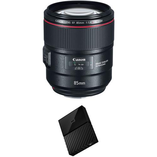 Canon EF 85mm f 1.4L IS USM Lens with External Hard Drive Kit