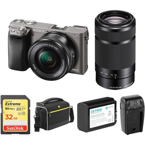 Sony Alpha a6000 Mirrorless Digital Camera with 16-50mm and 55-210mm Lenses and Free Accessory Kit