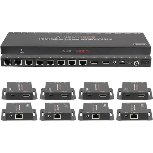 A-Neuvideo 1 x 8 HDMI Splitter and Extender over Cat5e 6 System