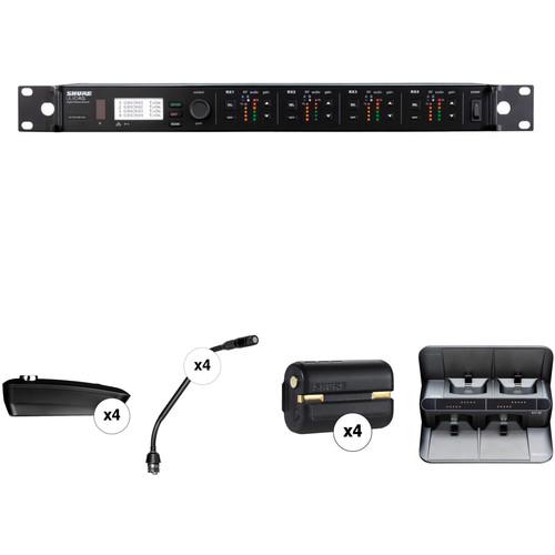 Shure ULXD4Q Quad-Channel Wireless Receiver with 10" Gooseneck Microphone Kit
