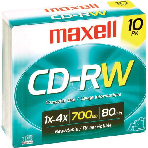Maxell CD-RW 700MB 1-4x, Rewritable, Recordable Compact Disc in Slim Jewel Case