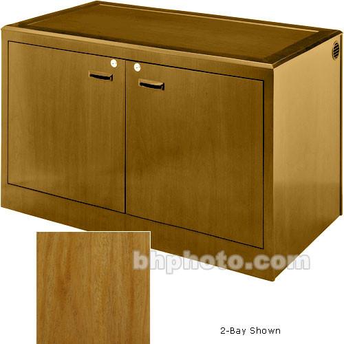 Sound-Craft Systems 4-Bay Equipment Storage Credenza - Veneer Natural Mahogany