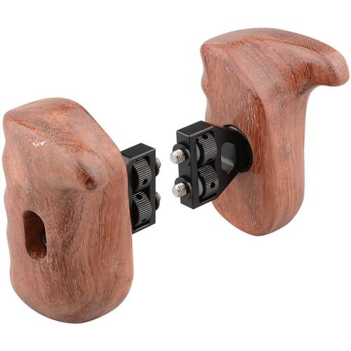 CAMVATE Left & Right Hand Wood Handle Grip for Select DV and DSLR Camera Cages