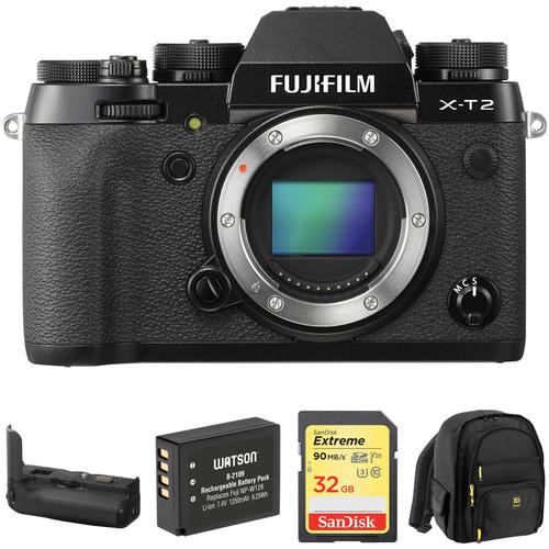 FUJIFILM X-T2 Mirrorless Digital Camera with Battery Grip and Accessories Kit