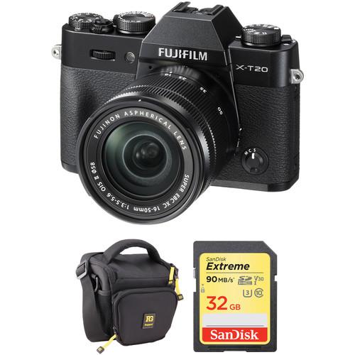 FUJIFILM X-T20 Mirrorless Digital Camera with 16-50mm Lens and Free Accessories Kit