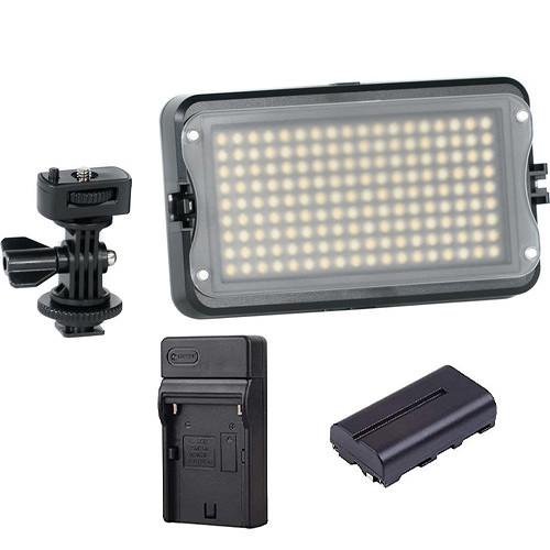 GVB Gear 162 Bicolor On-Camera LED Light with Shoe Mount Adapter, Battery & Charger