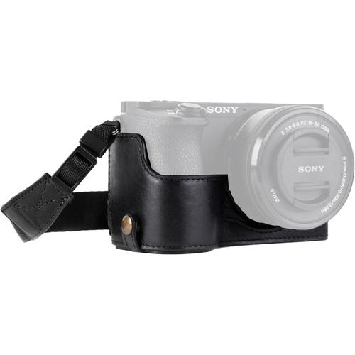 MegaGear Ever Ready Genuine Leather Camera Half Case and Strap for Sony Alpha a6500