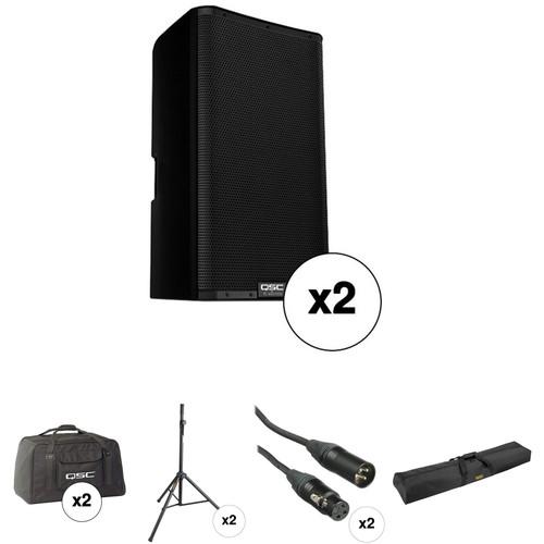 QSC K12.2 K.2 Series 12" 2000W Powered Speaker Pair with Essential Accessories Kit