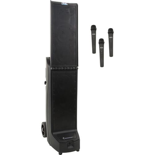 Anchor Audio BIG-TRIPLE-HHH Bigfoot 2 Triple Package Portable Line Array Sound System with Bluetooth, AIR Transmitter, and Three Wireless Handheld Microphone Transmitters
