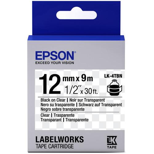 Epson LabelWorks Clear LK Tape Black on Clear Cartridge, Epson, LabelWorks, Clear, LK, Tape, Black, on, Clear, Cartridge