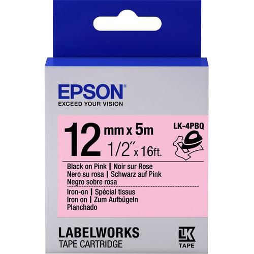 Epson LabelWorks Iron on Fabric LK Tape Black on Pink Cartridge, Epson, LabelWorks, Iron, on, Fabric, LK, Tape, Black, on, Pink, Cartridge