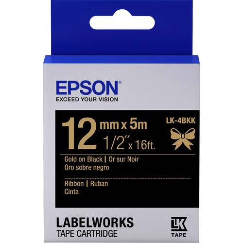 Epson LabelWorks Ribbon LK Tape Gold on Black Cartridge