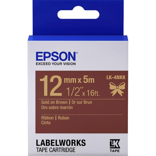 Epson LabelWorks Ribbon LK Tape Gold on Brown Cartridge, Epson, LabelWorks, Ribbon, LK, Tape, Gold, on, Brown, Cartridge