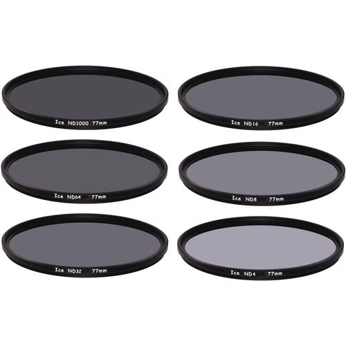 Ice 77mm ND4, ND8, ND16, ND32, ND64, and ND1000 Solid Neutral Density Filter Kit