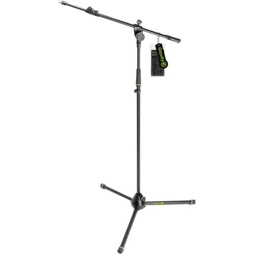 Gravity Stands Microphone Stand with Folding Tripod Base and 2-Point Adjustment Telescoping Boom