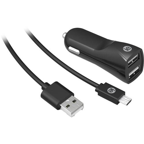 iEssentials 2.4A Dual USB Type-A Car Charger with Micro-USB Cable