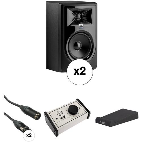 JBL 306P MkII - Studio Monitor Kit with Passive Monitor Controller, Speaker Pads, and Cables