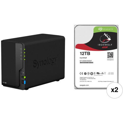 Synology DiskStation 24TB DS218 2-Bay NAS Enclosure Kit with Seagate NAS Drives