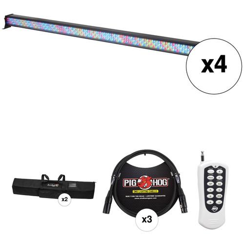 American DJ Quad Mega Bar RGBA Kit with Cases, Cables, and Remote