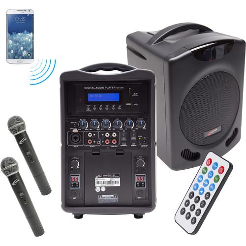 Califone PA419Q2 Portable Bluetooth PA with 2 Handheld Wireless Microphones